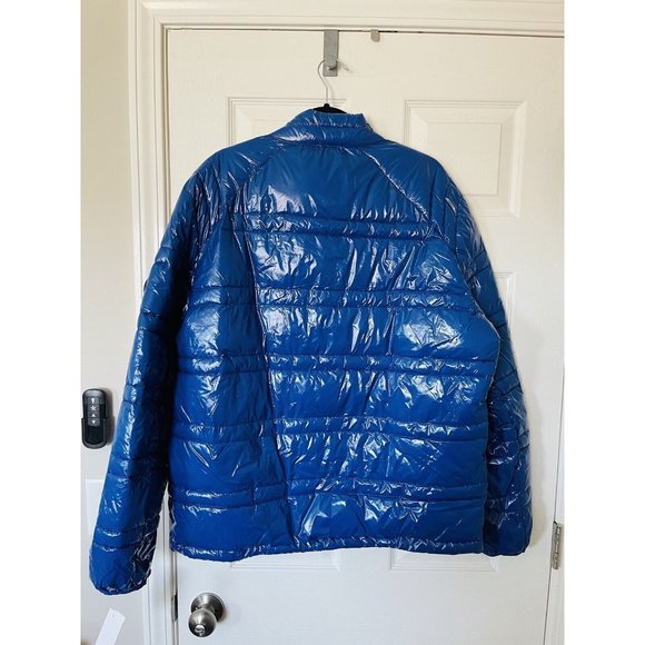 NWT Michael Kors Blue Shiny Puffer Coat - XL - Picture 2 of 9